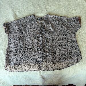 Free People Black and Cream Patterned Blouse